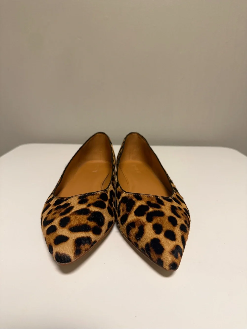 J.Crew Leopard Print Marina Calf Hair Trendy Ballet Pointed Toe Flats US 9.5